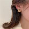 Modische glänzende dreilagige strukturierte Ohrringe mit verschlungenem Knoten für Damen, goldfarben, Edelstahl-Ohrring, Vintage-Schmuck, Geschenk
