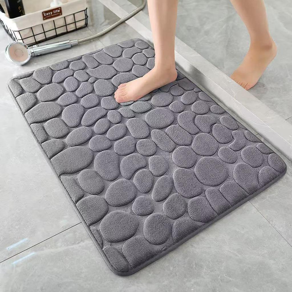 Schöne Badezimmer-Badematte mit Kopfsteinpflaster-Prägung, rutschfeste Teppiche im Waschbecken, Badewanne, seitlicher Bodenteppich, Duschraum-Fußmatte, Memory-Schaum-Pad