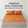 Double-Sided Natural Rattan Ice Silk Cooling Mat, Foldable Fitted/Flat Sheet, 2025 New Summer Air-Conditioned Mat for Home & Dorm