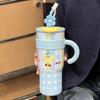 Large Capacity Tumbler with Handle Lid Straw Cute Cat Thermos Cup Stainless Steel Water Bottle Outdoor Travel Coffee Mug Gift