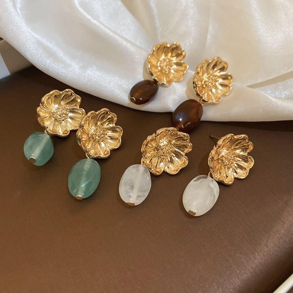 

Легкие роскошные ювелирные изделия серьги-подвески в стиле ретро с цветочным узором серьги-гвоздики с цветком для женщин