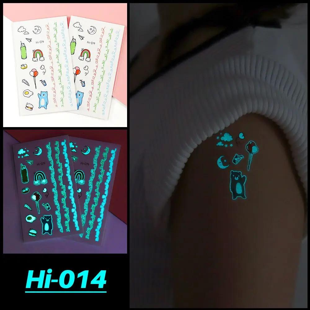 1Sheet Fashion Waterproof Blue Luminous Tattoo Sticker Star Feather Tattoo Sticker Body Art Removable Temporary Tattoos