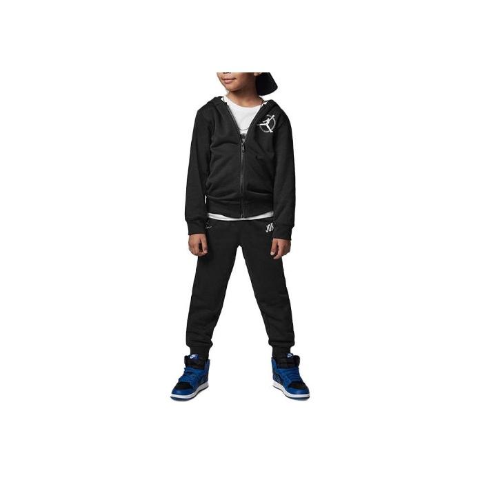

Jordan Толстовка с капюшоном на молнии с логотипом и длинные штаны, повседневный спортивный комплект, детские комплекты, черный цвет FJ5261-010 S