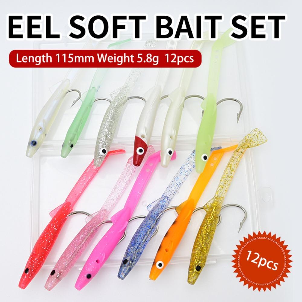 

12pcs PVC Soft Lure Mixed Color Artificial Bait Sports Silicone Bait Shad Sea Fishing 12PCS