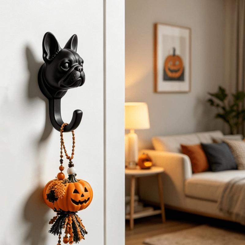 2Pcs Easy‑Mount French Bulldog Wall Hooks, Multi‑Purpose Hanger for Towels Keys Pet Leashes, Home Storage Decor Ornament