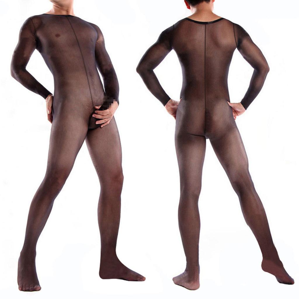 New Plus Size Mens Bodysuit Underwear Sexy Long Sleeve Body Stocking Men Underwear Transparent Sexy Underwear for Men