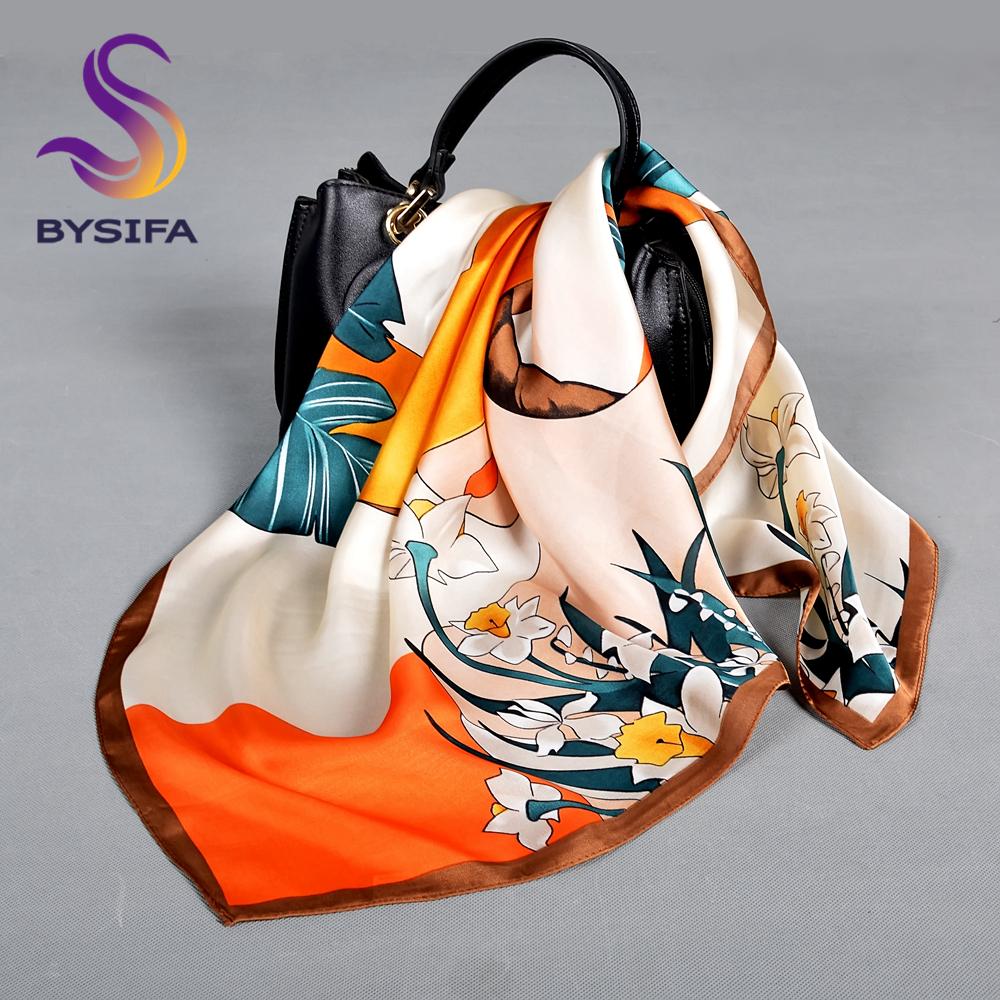

BYSIFA| Желто-синий женский шелковый шарф-аксессуар 70*70см Модный узор для девочек Зимние шарфы Буфанда Весенне-осенний квадратный головной платок 70cm-70cm