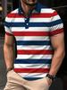 2026 Summer Men's Polo Shirt with Stripes Print Breathable Lightweight Casual Fashionable Outdoor Men's Clothing