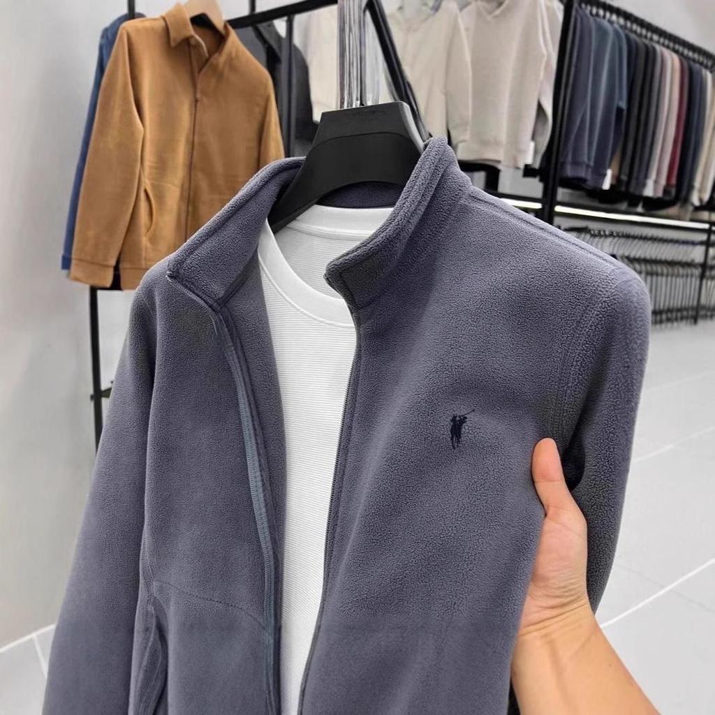 Men's 2024 Double-Sided Fleece Embroidered Jacket: Cold-Resistant & Warm Loose Fit Zipper Hoodie