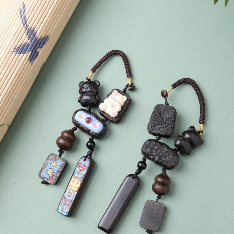 Golden Sandalwood Cute Star Gourd Car Pendant for Peace