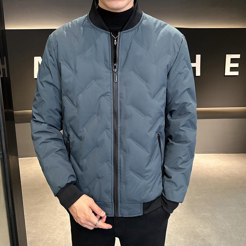 Di Yu Shen Long Men's Winter Baseball Collar Down Jacket - Thick, Warm, White Duck Down Casual Outerwear for Cold Protection