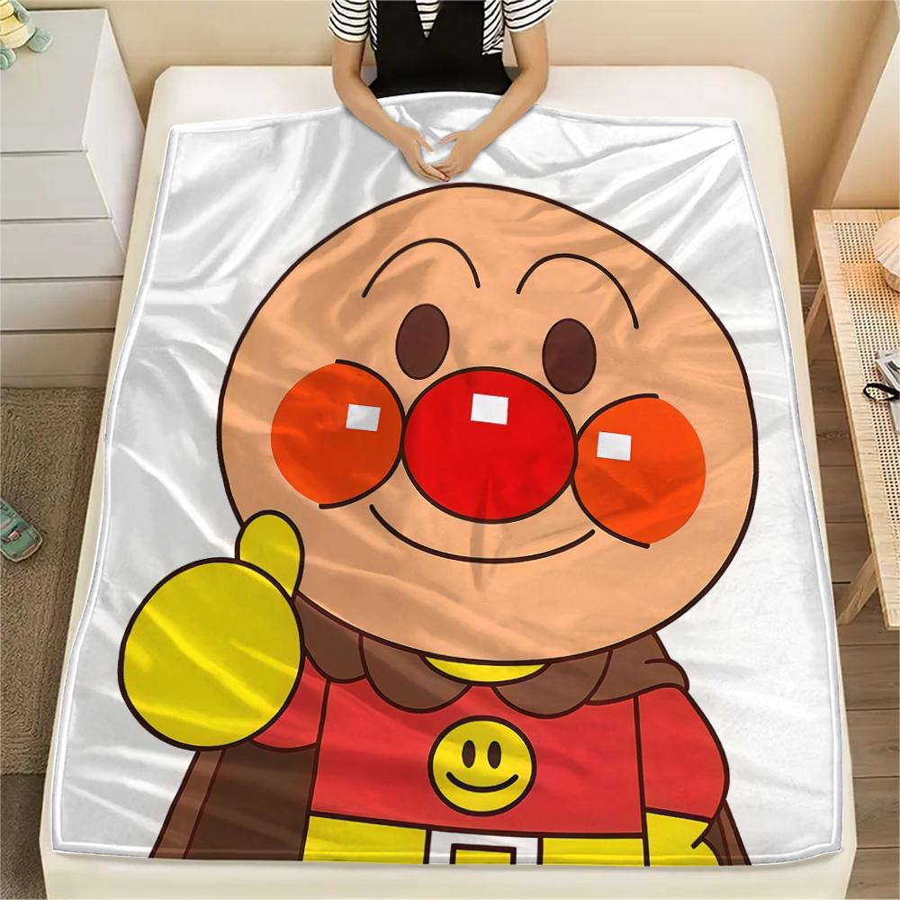 1PC Anpanman Print Flannel Blanket, High quality All Seasons, Home Decor, Warmth and Comfort, Perfect for Christmas Gifts