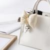 PU Leather Bowknot Heart Keychain Filling Cotton Metal Heart Mobile Phone Chain Exquisite Versatile Bow Bag Pendant