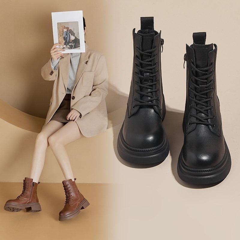 Thick-soled, Fleece, Retro Mid-calf Women's Boots, Short Boots and Women's Shoes for Autumn and Winter