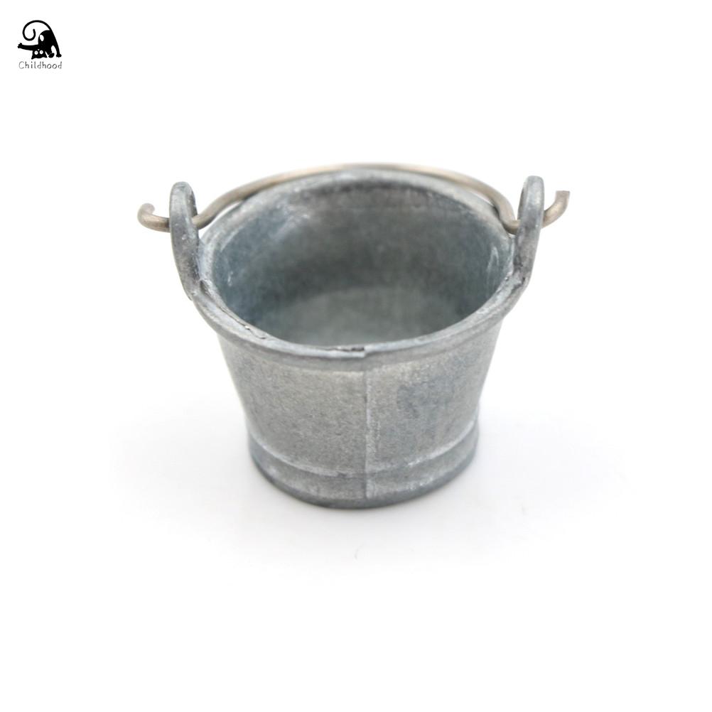 1:12 Scale Mini Cute Metal Buckets Decoration Miniature Toy Doll Food Kitchen Living Room Accessories For Dollhouse