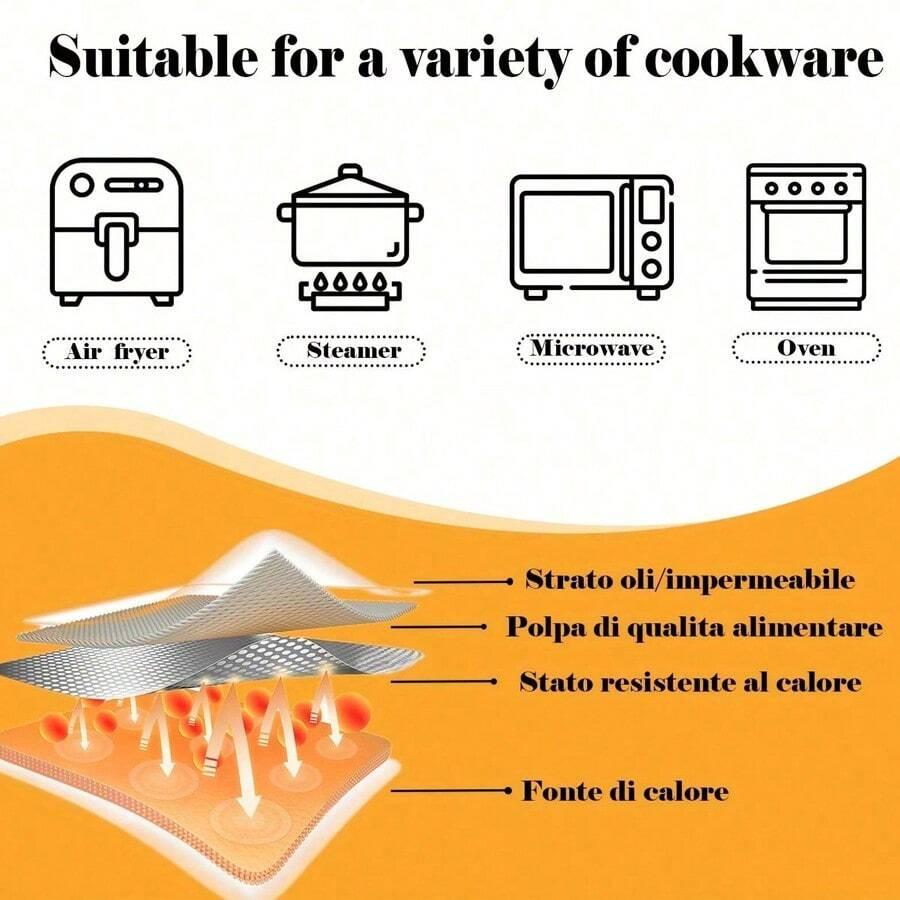 50-200 Stück Große Rechteckige Heißluftfritteuse Einweg-Papierauskleidung Antihaft-Heißluftfritteusen-Backpapier Spezielles Backpapier Röst-Backmatte