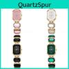 Orologio da polso da donna al quarzo con quadrante quadrato e chiusura a gioiello per un look elegante da ufficio