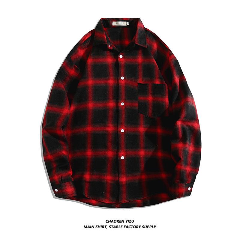 Camicia a quadri a maniche lunghe da uomo: Giacca Stile Coreano Primavera/Autunno 2021 - Trendy e Bello