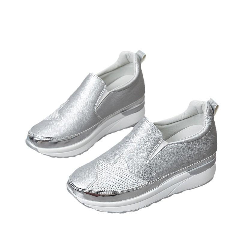 Spring and autumn muffin bottom fashion casual loafer single shoes women's rhinestone platform lazy sneakers