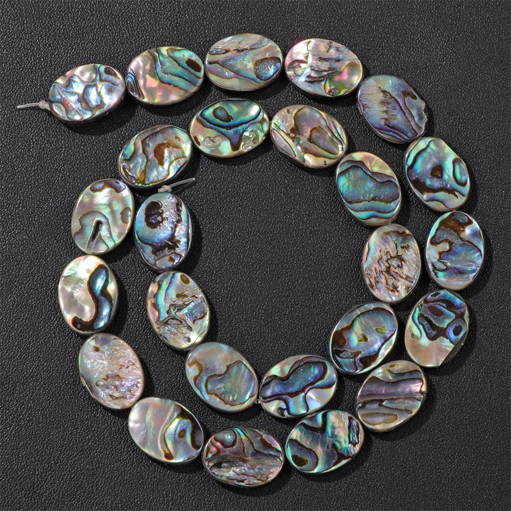 Cuentas Sueltas Ovaladas de Concha de Abulón Natural para Fabricación de Joyería Pendientes DIY Collares Pulseras Amuletos con Forma de Huevo Accesorios