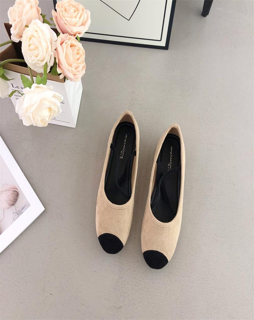 

Внутренние увеличивающие рост замшевые французские маленькие красные свадебные туфли туфли-лодочки женская обувь 2025 новая весна и лето балетные вечерние туфли 40 абрикосовый