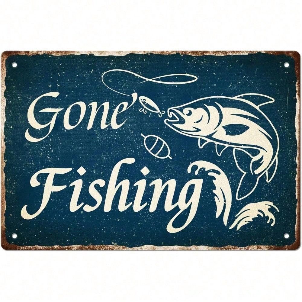 Metal Poster Wall Art Vintage Fishing Decor for Garage