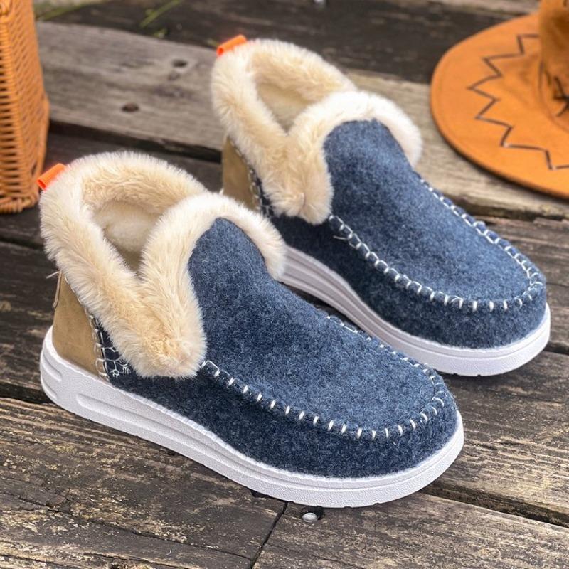 Large Size Snow Boots for Women's Autumn and Winter New Velvet Thickened Lightweight Warm Cotton Shoes for Women