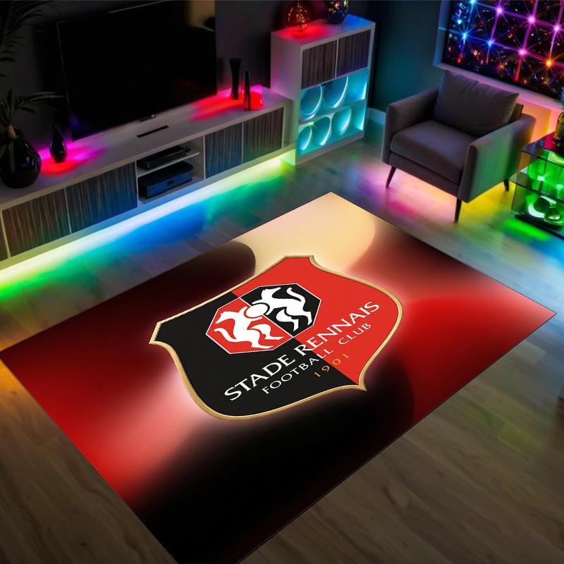 Stade Rennais FC Design Crystal Velvet Carpet Cozy Non?Slip Printed Rug For Bedroom Living Room Entrance