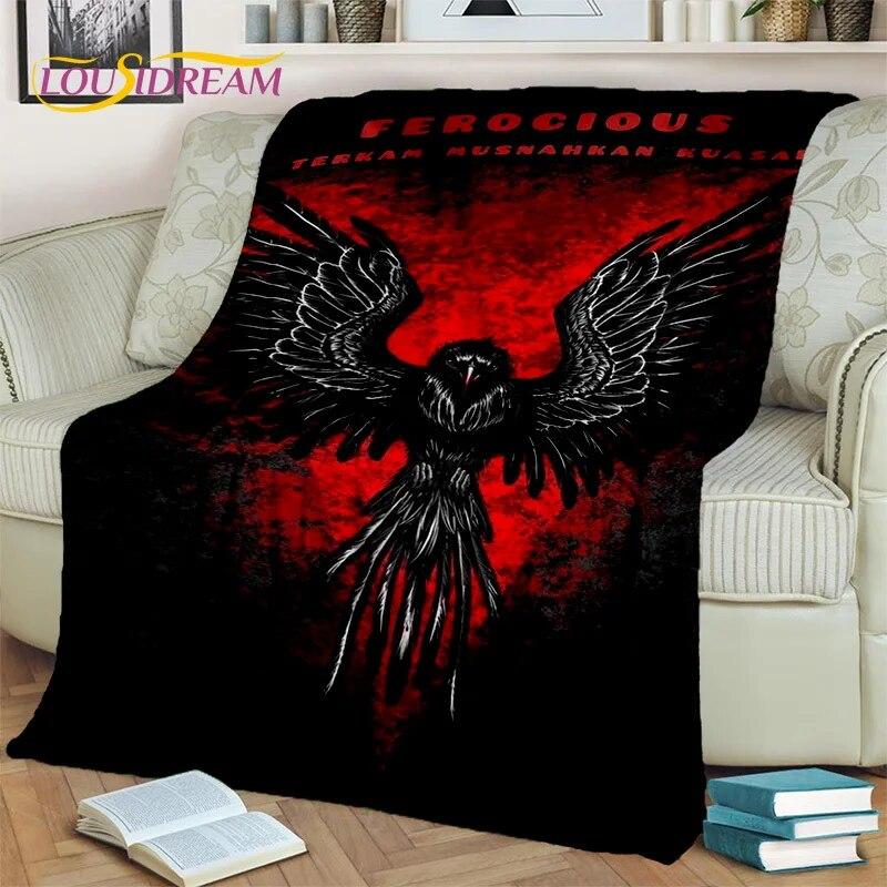 Viking nordisk mytologi Fenrir Kråkfilt,Flannel Sängfilt för Hem Sovrum Säng Soffa Picknick Kontor Vandring Fritid Tupplur Present