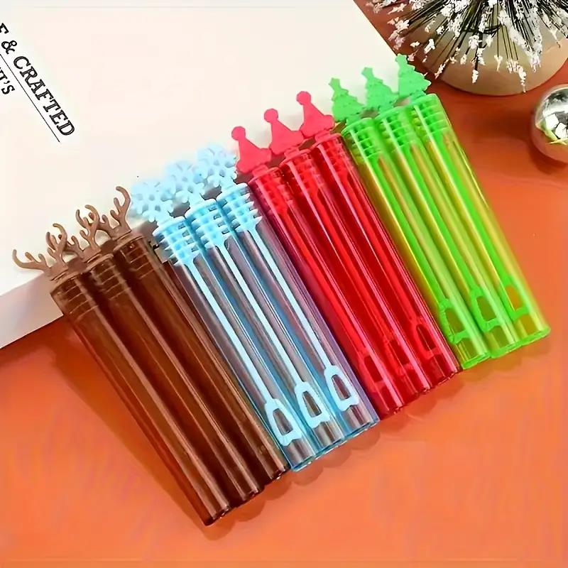 12-36Pcs Christmas Bubble Wand Tube Empty Soap Bottle (Liquid Not Included) Christmas Party Home Decoration New Year Kids Gifts