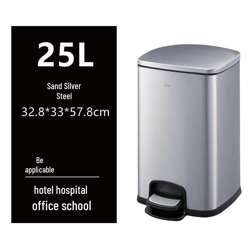 50L Stainless Steel Commercial Trash Can with Large Foot Pedal for Hotels and Shopping Malls