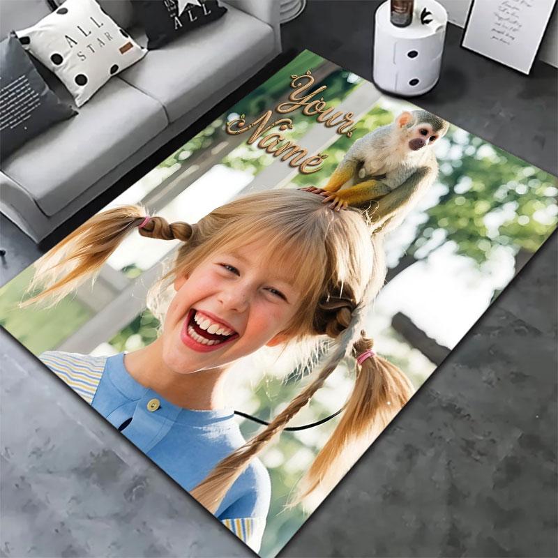 Pippi Longstocking Custom Name Carpet Rug for Living Room Bedroom Home Sofa Decoration,Kids play Non-slip Floor Mat