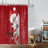 1Pc Santa Claus And Reindeer Print Waterproof Shower Curtain Shower Partition Hanging Curtain Door Curtain With 12 Hooks