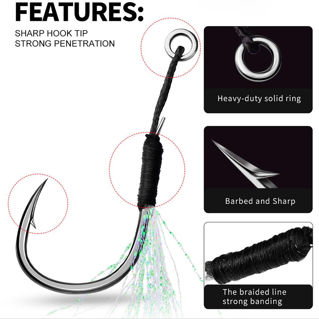 10pcs Lure Barbed Fishing Hooks 11-13-15-16-17-18-19# Sea Fishing Fishhook With Feather Fishing Tackle Accessories