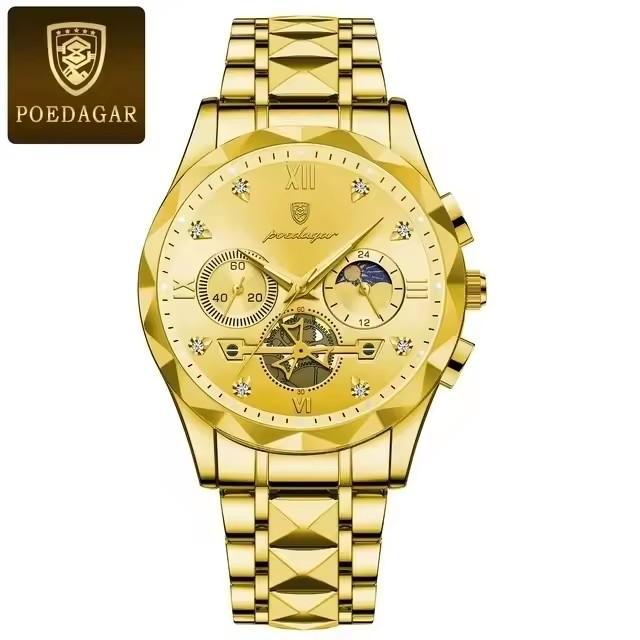 Poedagar 996 Hot Sale Men Quartz Watch Stainless Steel Strap Waterproof Luminous Hands Business Casual Male Wristwatch