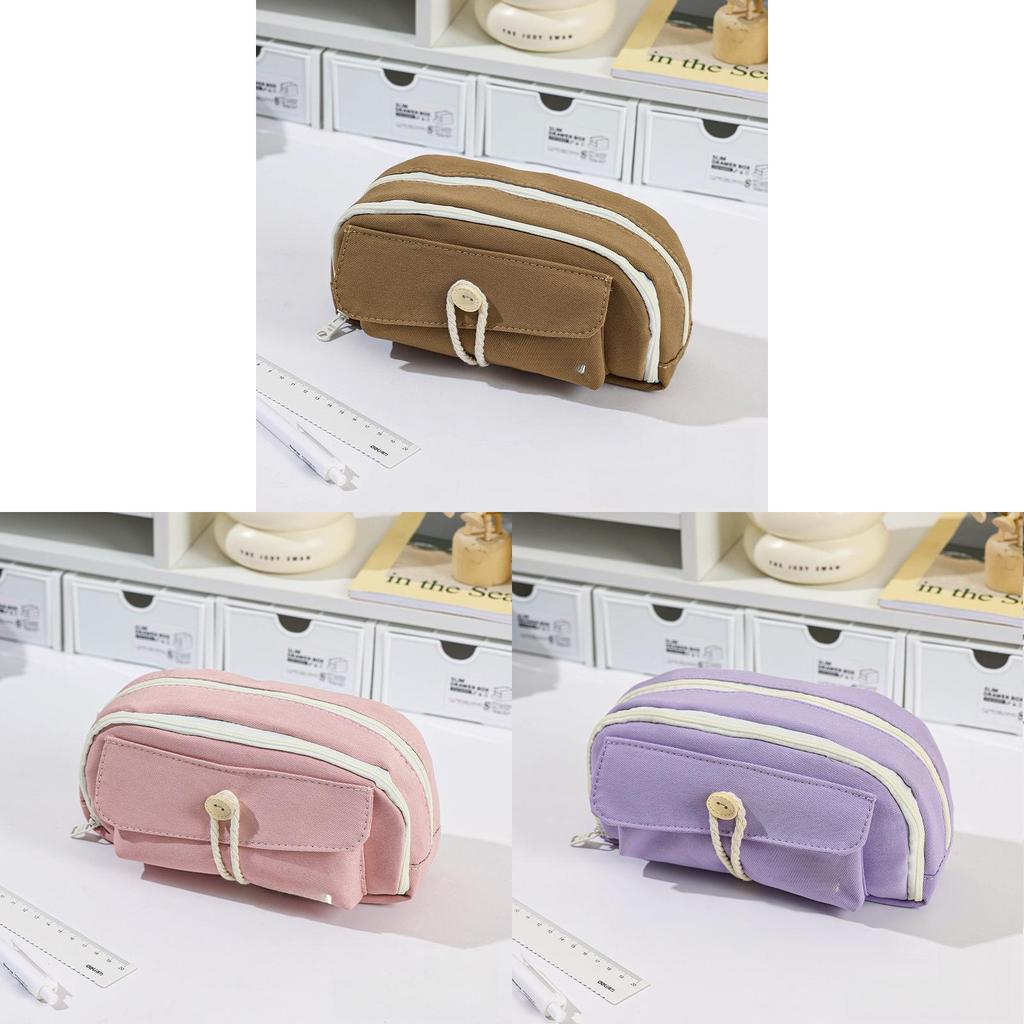 Canvas Multilayer Pencil Case For Students With Large Capacity Creative Design For School Use