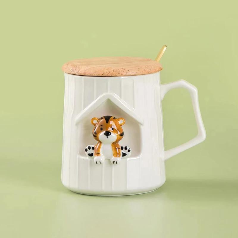 3D Tiger Cartoon Mug Original Mugs Coffee Cups Cup for Coffee Drinkware Mug With Lid Beautiful Tea Mugs Beer Funny Ceramic Cute