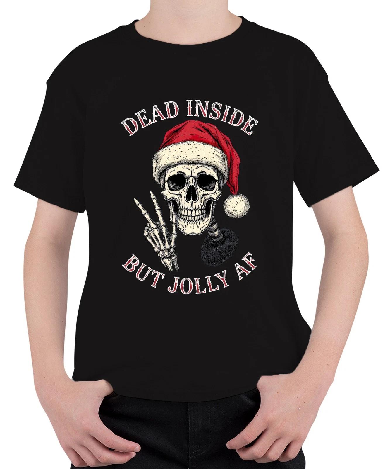 Dead Inside But Jolly AF Skelett Totenkopf Weihnachtsmütze Gothic Unisex Kinder XXL