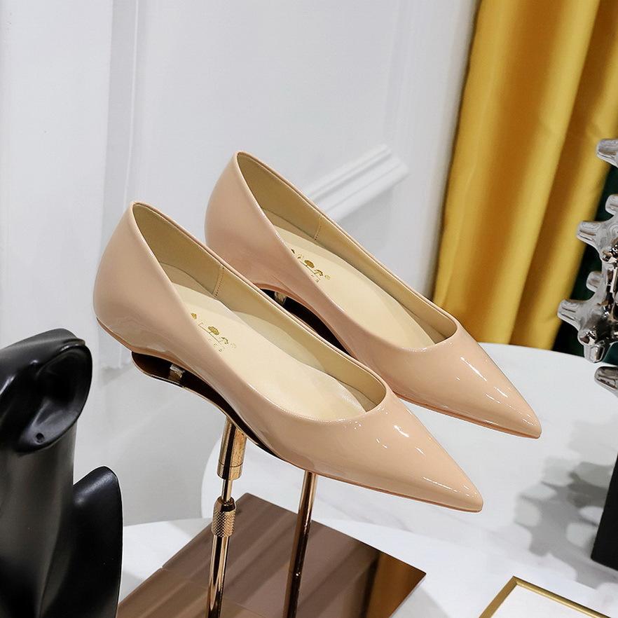 Patent Leather Women Flats Lady Sexy Evening Party Slip On Flat Shoes Women Sharp Pointed Low Heel Shoes Leisure Female Shoes