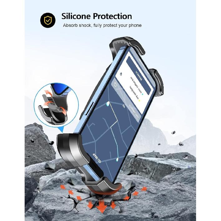 Motorcycle Phone Mount, Upgrade [Never Fall Off] [0 Shake] Bike Phone Mount, [3S Put & Take] 360° Rotatable Phone Holder For Motorcycle Bike Bicycle