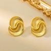 Ins Style Copper Plated 18k Gold Droplet Texture Spiral Earrings Internet Famous Same Asymmetrical Color Retention Women