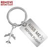 Remove Before Flight Plane Keychain Kiss Me Before Flight Letter Metal Key Holder Keyrings