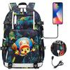 Anime Print USB Backpack Large Capacity Youth Student Bookbag Casual Travel Daypack