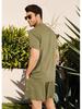 2023 Lniany Męski Casualowy Letni Zestaw Sportowy Szorty i Koszulka - Styl Europejski i Amerykański