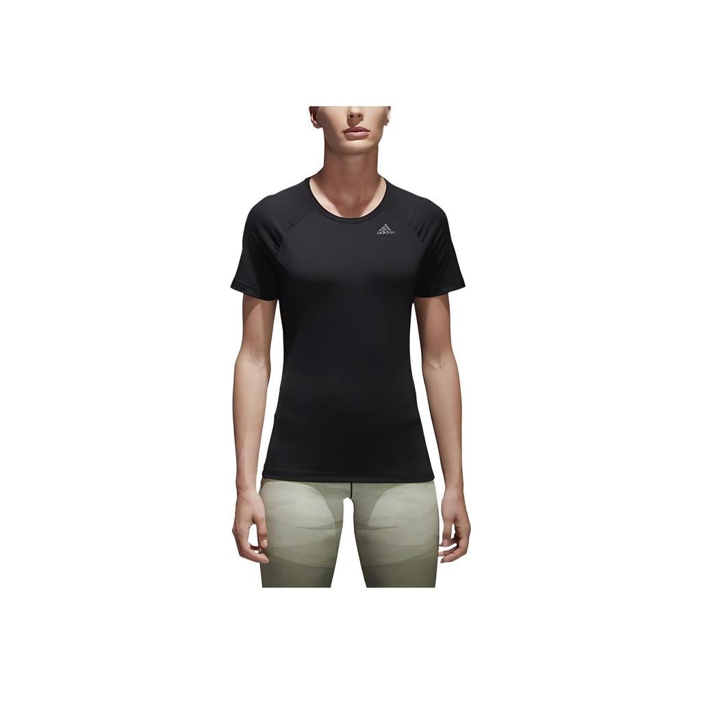 adidas Solid Color Logo Round Neck Quick-Dry Sports Short Sleeve T-Shirt Women Tops Black BK2688