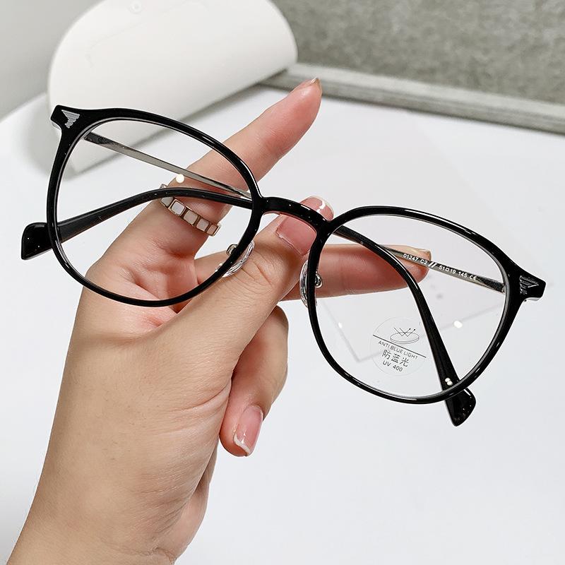 Retro Tr Anti-Blue Glasses Women'S Street Photography Plain Glasses Frame Flat Glasses 01247