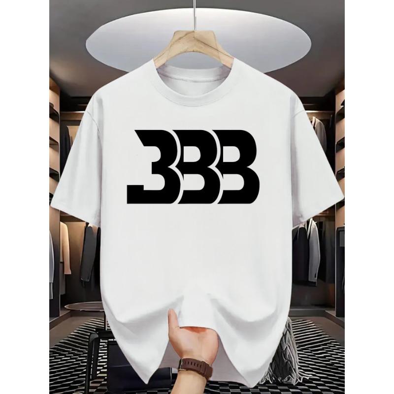 European Sizes Men's Summer Short Sleeve T-Shirt with Letter '' Print - Casual Round Neck Breathable Top, Short Sleeve Summer Wear for Hot Weather