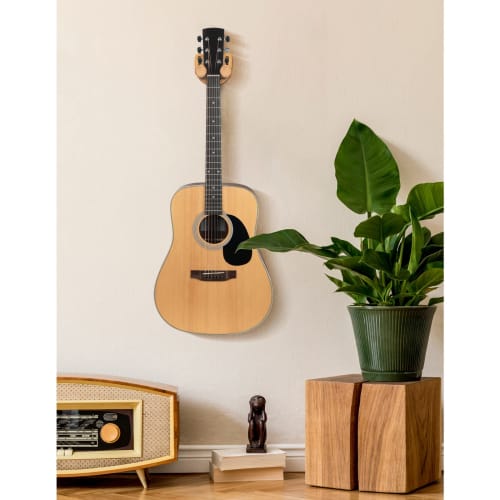 CAHAYA Wall-Mounted Guitar Hanger, U-Shaped Smile-Shaped, Includes 5 Picks and a Pick Bag, 12kg Maximum Load Capacity, Stylish Guitar Hanger, Multi-Pu