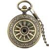 1 PC Vintage Mechanical Skeleton Roman Numeral Double Half Hunter Pocket Watch with 30cm Chain Watch Accessories