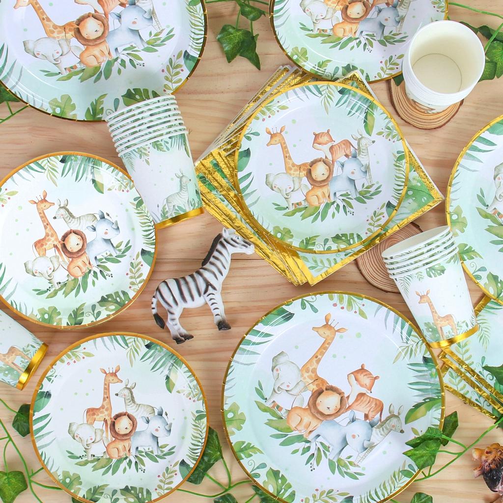Jungle Animal Party Decor Paper Glasses Jungle Birthday Party Decor Kids Baby Shower Wild One 1st Birthday Safari Party Supplies